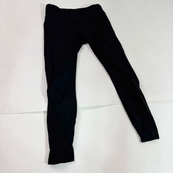 Lululemon Cropped Leggings Womens 6 Black Mesh Trim Pull-on Stretch Luxtreme - Picture 1 of 9